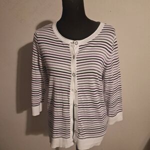 Christopher and Banks Striped Cardigan..Size Md..Button Front..lite weight
